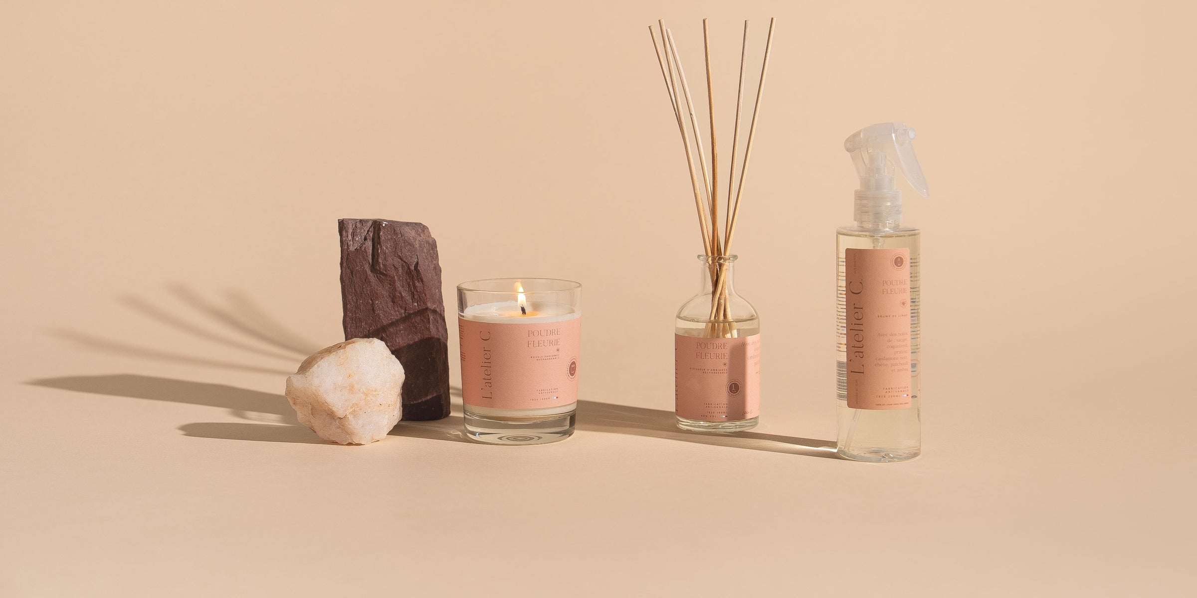 l'atelier c, collection maison, bougies, parfums d'ambiance, diffuseurs, coffrets